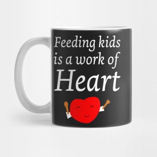 Feeding Kids is a Work of Heart Cute Red Heart Design Mug